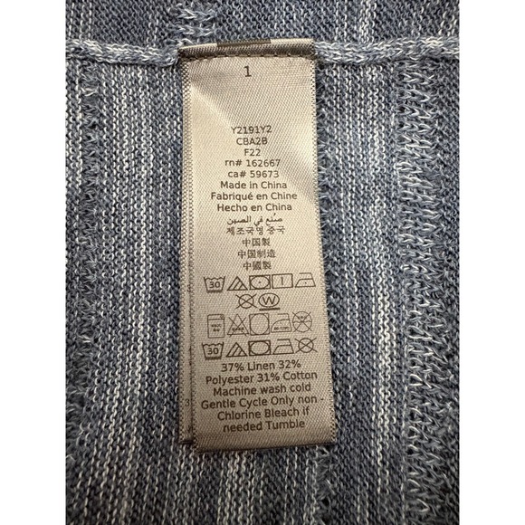 John Varvatos Erik Textured Long Sleeve Sweater Size S Dutch Blue Linen Crew - Picture 6 of 6